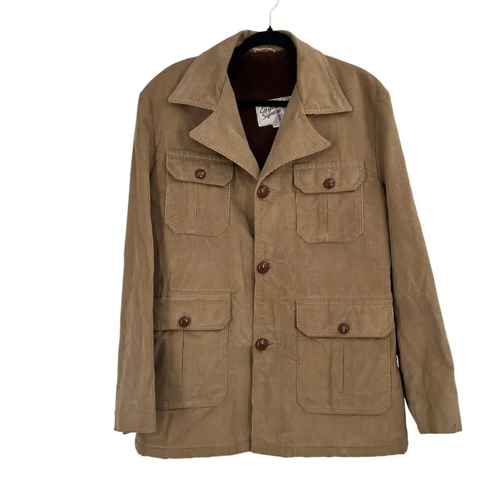 Vintage English Squire Corduroy Sherpa Equestrian Chore Jacket Men’s Size 40L
